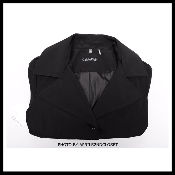 CK BLACK HOODED BELTED UTILITY COAT - Picture 6 of 8